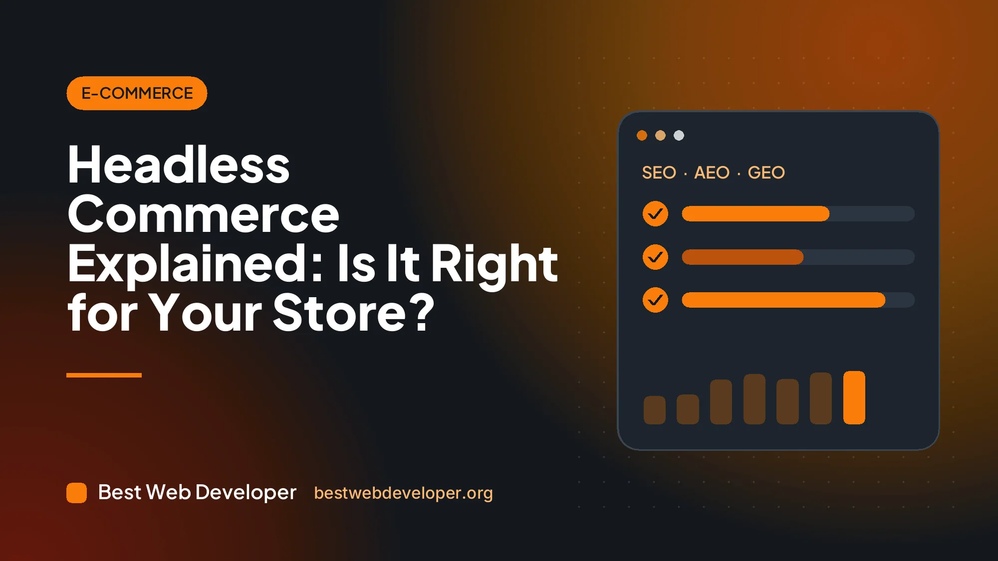 Architecture diagram of headless commerce with a separate storefront connected to a commerce engine by APIs