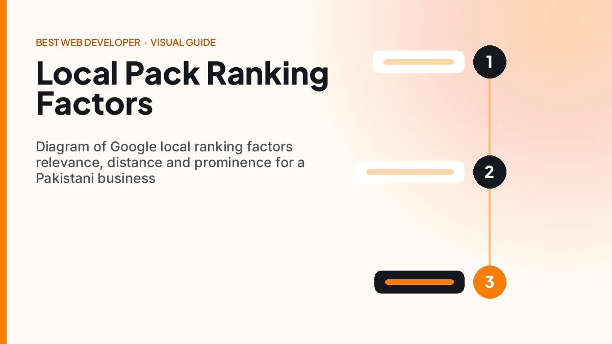 Diagram of Google local ranking factors relevance, distance and prominence for a Pakistani business