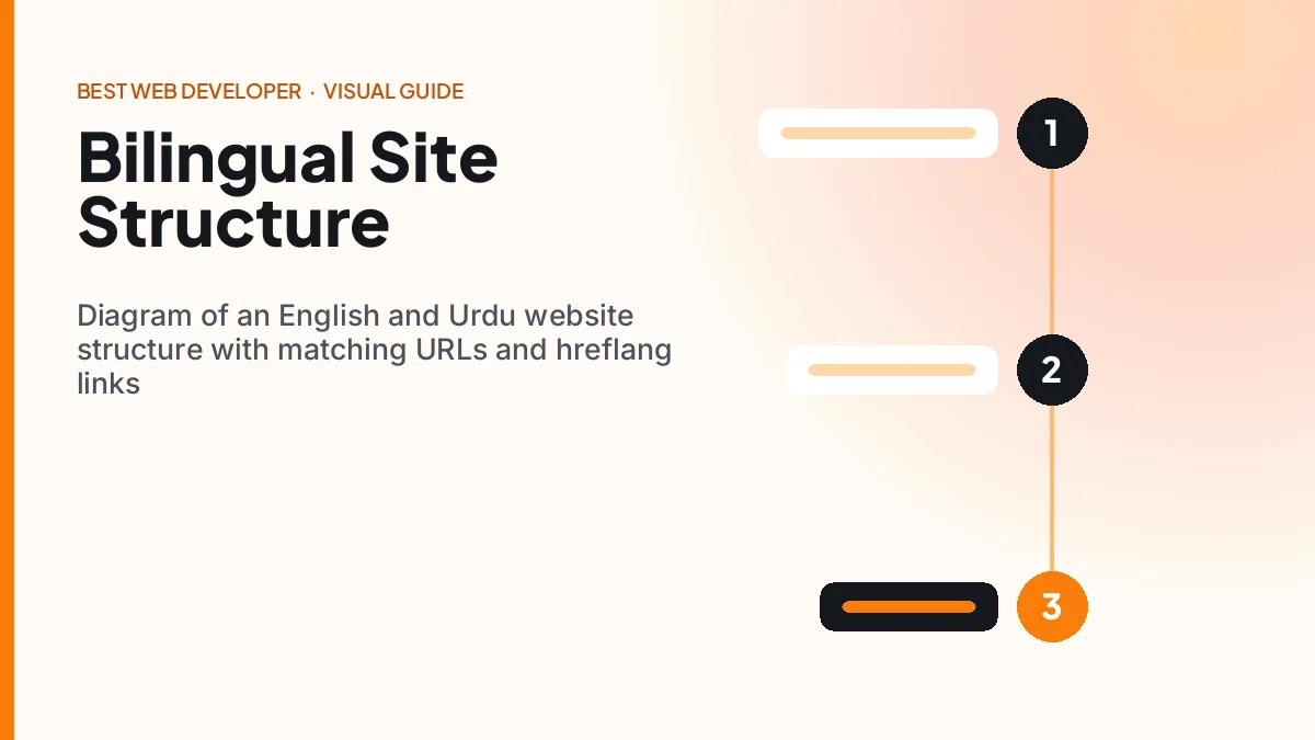 Diagram of an English and Urdu website structure with matching URLs and hreflang links