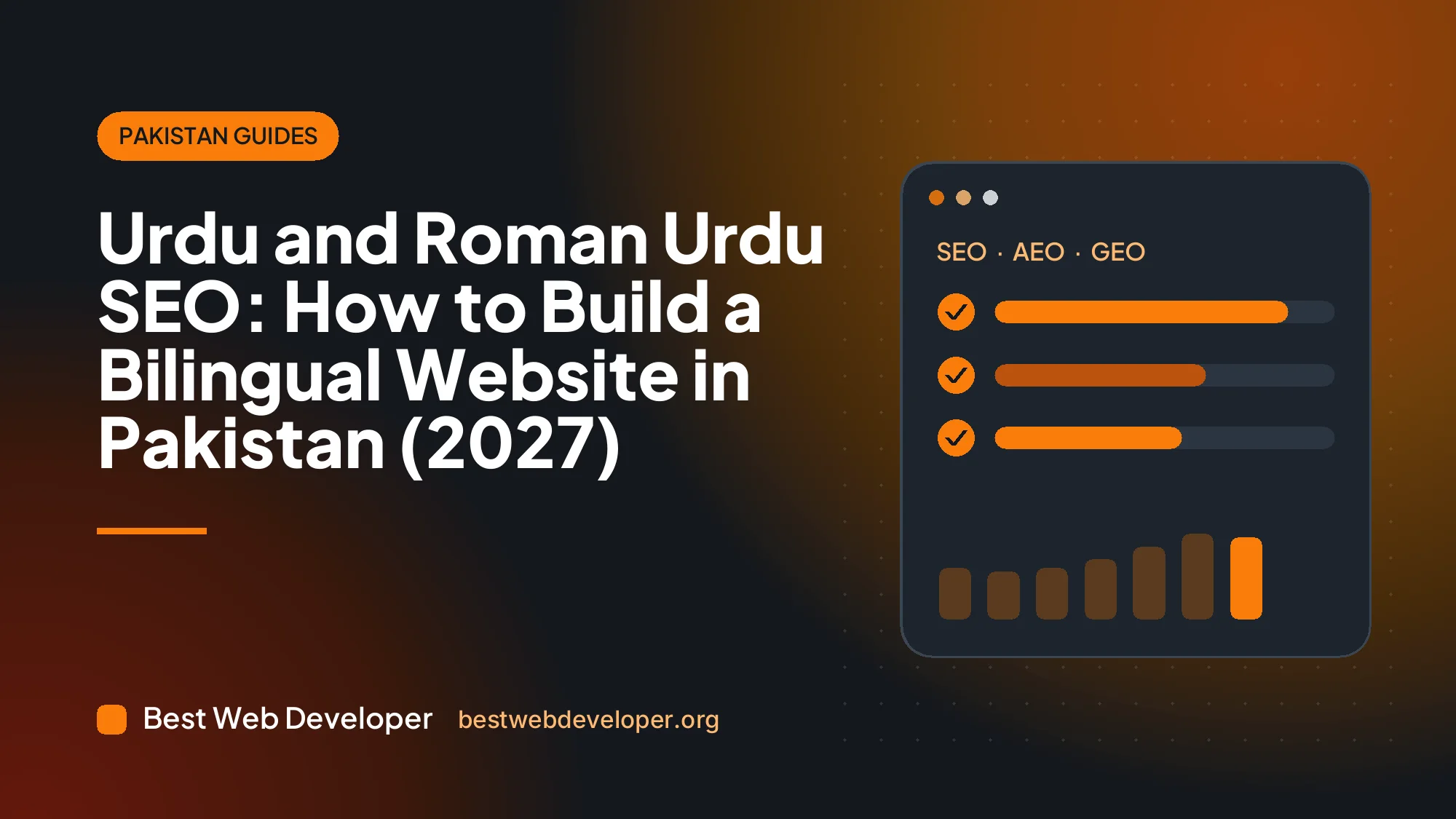 Website shown side by side in English and right-to-left Urdu with a language switcher