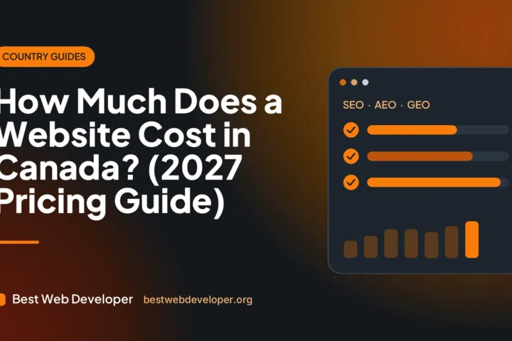 Pricing table showing typical website cost in Canada in CAD and SAR for template, custom and ecommerce sites