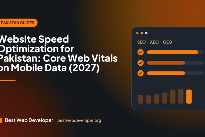 Speed test on a mid-range Android phone showing Core Web Vitals passing for a Pakistani website
